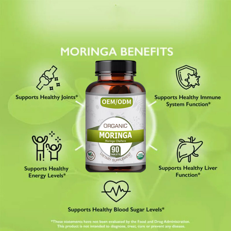 OEM ขายปลีก 1500mg Herbal Slim Capsule เม็ด Moringa Oleifera สําหรับการเผาผลาญไขมัน