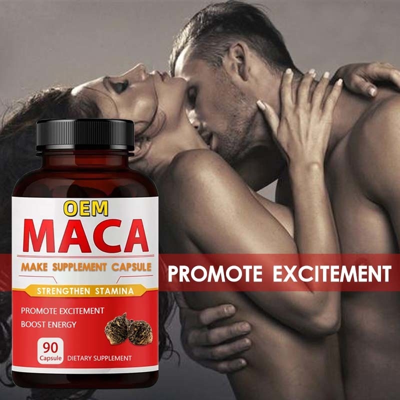 OEM เบลล์ส่วนตัว Aphrodisiac แมคก้าดํา อาหารเสริมรากแมคก้าอินทรีย์ แมคก้าแคปซูลสําหรับผู้ชาย