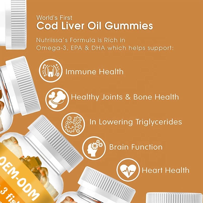 น้ำมันปลาโอเมก้า 3 ซอฟเจล EPA DHA น้ำมันตับปลาคอด Gummy สำหรับเด็กผู้ใหญ่