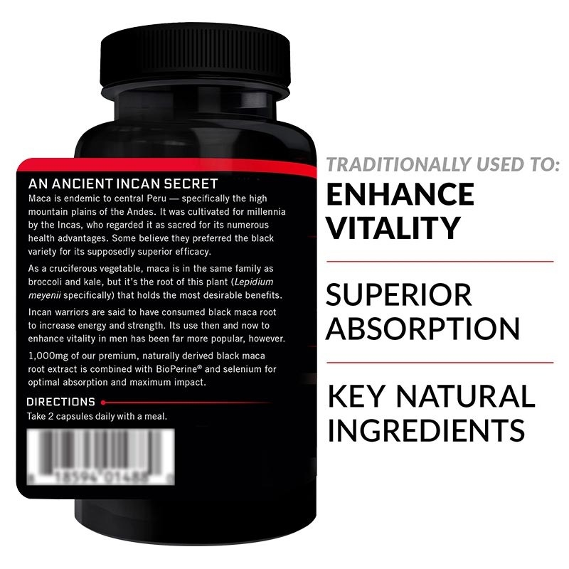 OEM Black Maca Root 20000Mg Capsules สำหรับผู้ชายและผู้หญิงมังสวิรัติ Max Strength Energy Supplement
