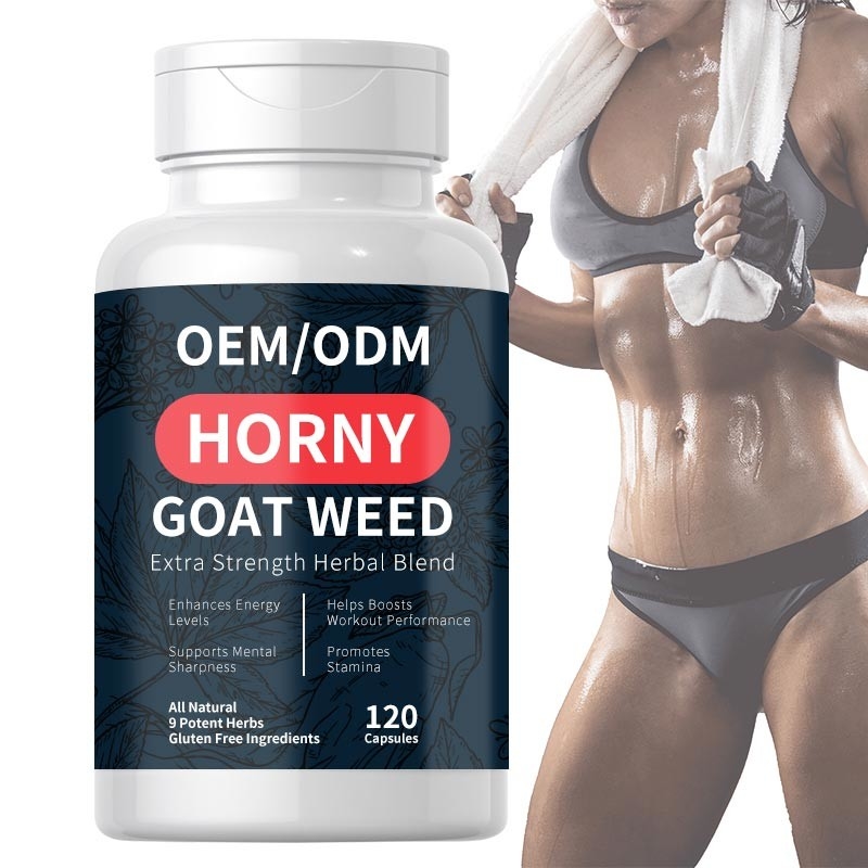 OEM Super Strength 1000 มก. แคปซูลวัชพืชแพะเงี่ยนพร้อมราก Maca และโสม