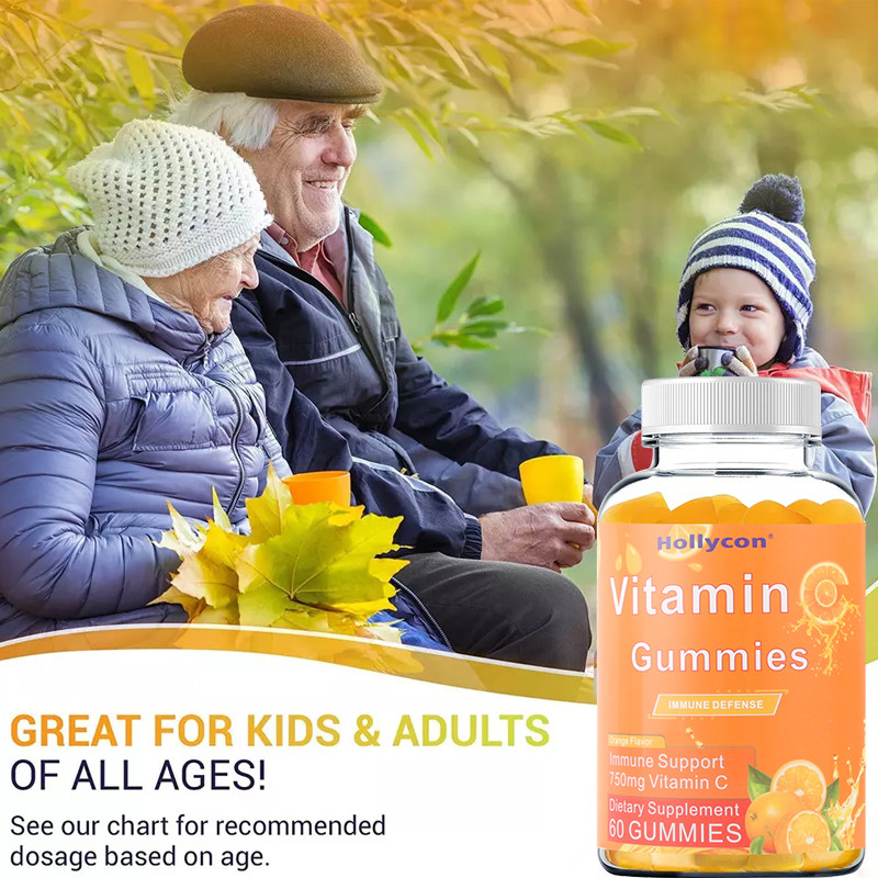 750mg วิตามินซี Gummies สำหรับผู้ใหญ่สนับสนุนภูมิคุ้มกันด้วยวิตามินบีตังฟรีส้ม