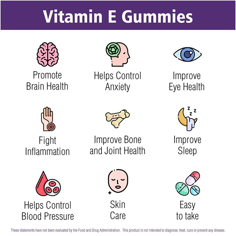 อาหารเสริมรสชาติที่กำหนดเอง OEM วิตามินอี Gummies สุขภาพกระดูกและภูมิคุ้มกัน Gummies