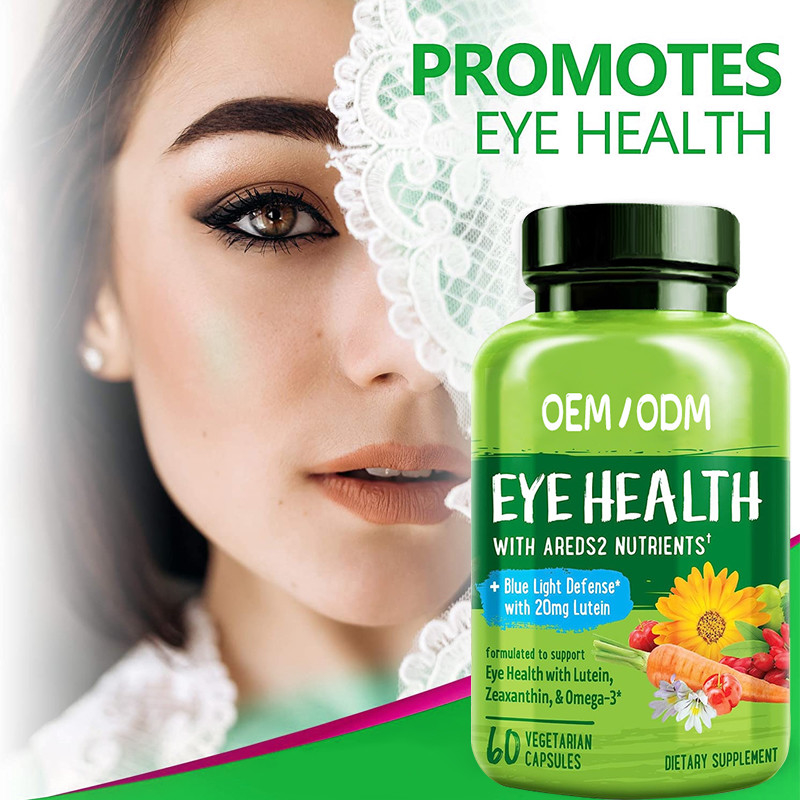 อาหารเสริมต่อต้านความเมื่อยล้า OEM สำหรับตาแห้ง Healthy Vision Eye Support 60 Vegan Capsules