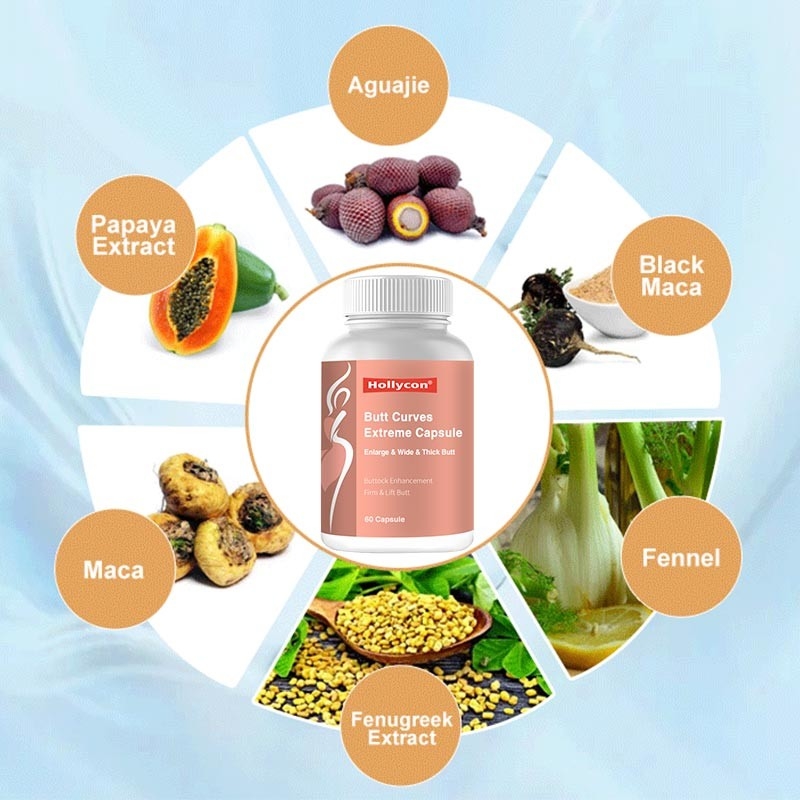 ส่วนผสมสมุนไพรก้นขยายแคปซูลสะโพกใหญ่ขึ้นเร็วโค้งใหญ่ก้นก้น Booster สำหรับผู้หญิง