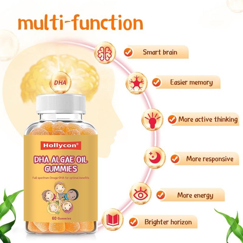 โภชนาการ DHA ALGAE Oil Gummies EPA DHA Cod Liver Oil Pills Gummy สำหรับเด็กผู้ใหญ่