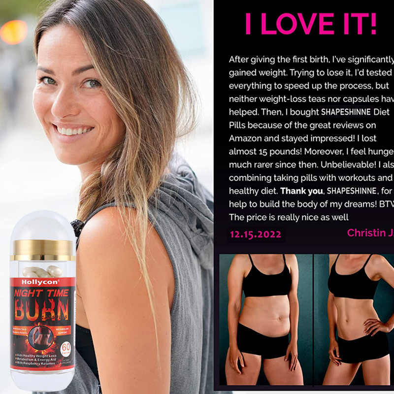 อาหารเสริมเพื่อสุขภาพฉลากส่วนตัว OEM รองรับการลดน้ำหนักในเวลากลางคืน Fat Burn Capsules