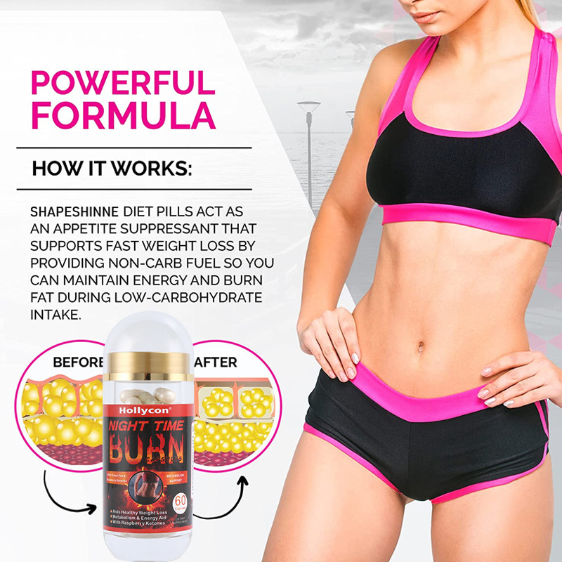 อาหารเสริมเพื่อสุขภาพฉลากส่วนตัว OEM รองรับการลดน้ำหนักในเวลากลางคืน Fat Burn Capsules