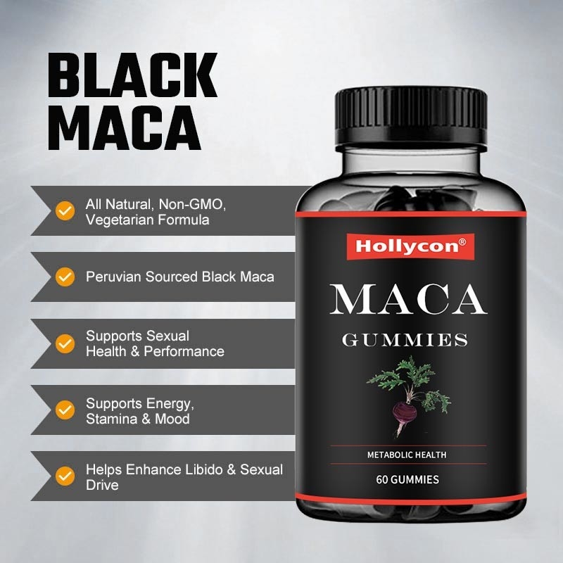ODM Maca Root Gummies Black Red Yellow Hormonal Support Energy Balance ปรับปรุงอารมณ์