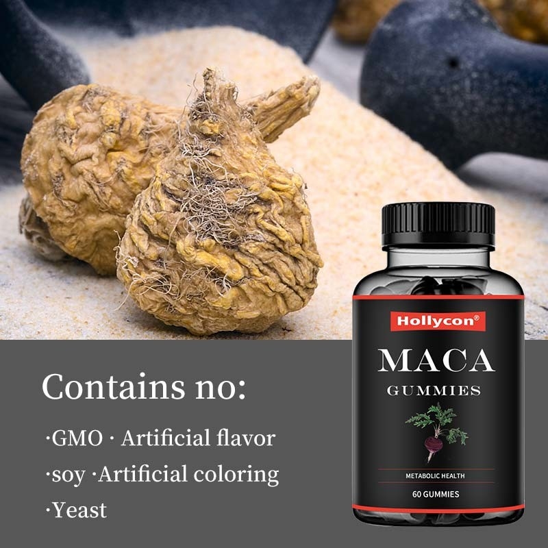 ODM Maca Root Gummies Black Red Yellow Hormonal Support Energy Balance ปรับปรุงอารมณ์