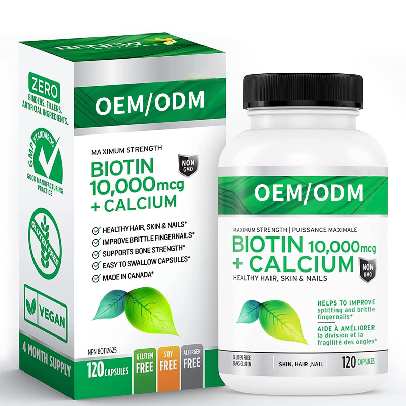 แคลเซียม 10000mcg อาหารเสริมไบโอตินที่มีศักยภาพเพื่อสุขภาพผมผิวเล็บกระดูกข้อต่อฟันที่แข็งแรง