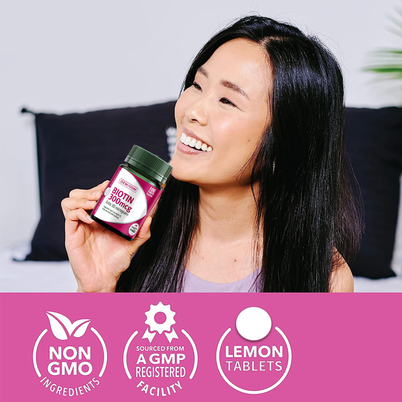 COA Biotin วิตามิน Gummies 300mcg รักษาสุขภาพเล็บช่วยในการสลายไขมันในอาหาร 100 ชิ้น