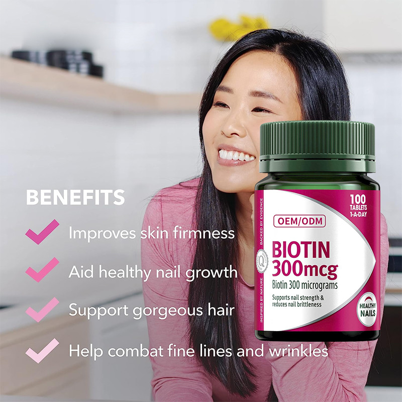 COA Biotin วิตามิน Gummies 300mcg รักษาสุขภาพเล็บช่วยในการสลายไขมันในอาหาร 100 ชิ้น