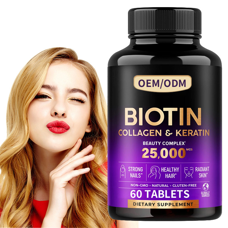 25000 Mcg Biotin Vitamin Pills Hair Skin Nails For Women's Health 60pcs feme hair tablets