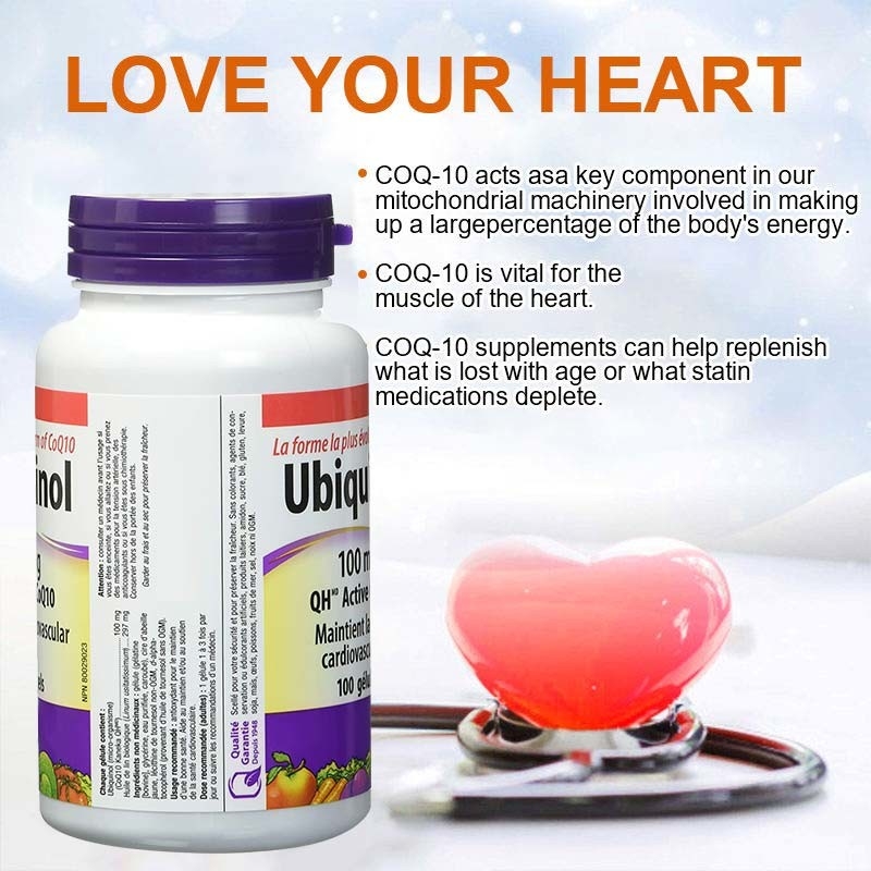 อาหารเสริมเพื่อสุขภาพ OEM สนับสนุนสุขภาพหัวใจและหลอดเลือด C Ubiquinol Coenzyme Q10 Softgel Capsules for Healthy Heart Q10