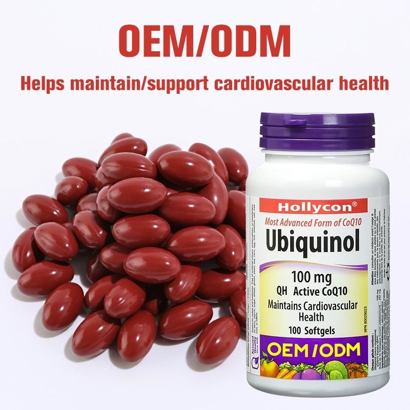 อาหารเสริมเพื่อสุขภาพ OEM สนับสนุนสุขภาพหัวใจและหลอดเลือด C Ubiquinol Coenzyme Q10 Softgel Capsules for Healthy Heart Q10