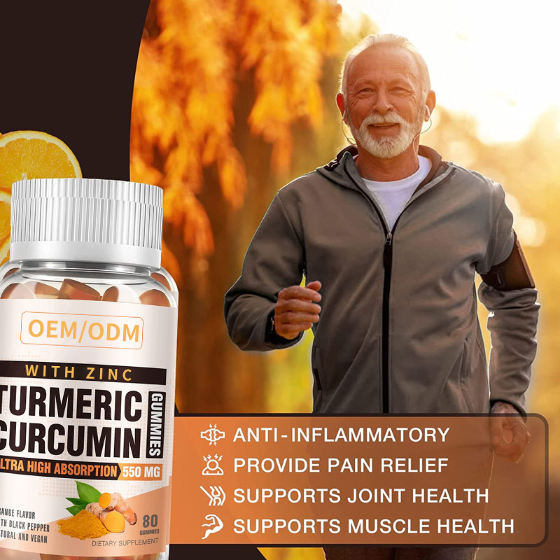 60PCS ขมิ้นและขิงพร้อมอาหารเสริมพริกไทยดำสำหรับภูมิคุ้มกันสนับสนุน Gummies ขิงขมิ้น