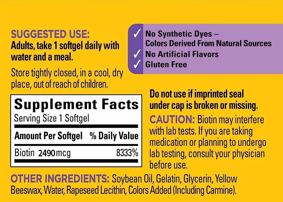 เบอร์ส่วนตัว Biotin Softgels 150PCS การสนับสนุนสําหรับผมที่สุขภาพดี สิว การสนับสนุนเล็บ อาหารเสริม