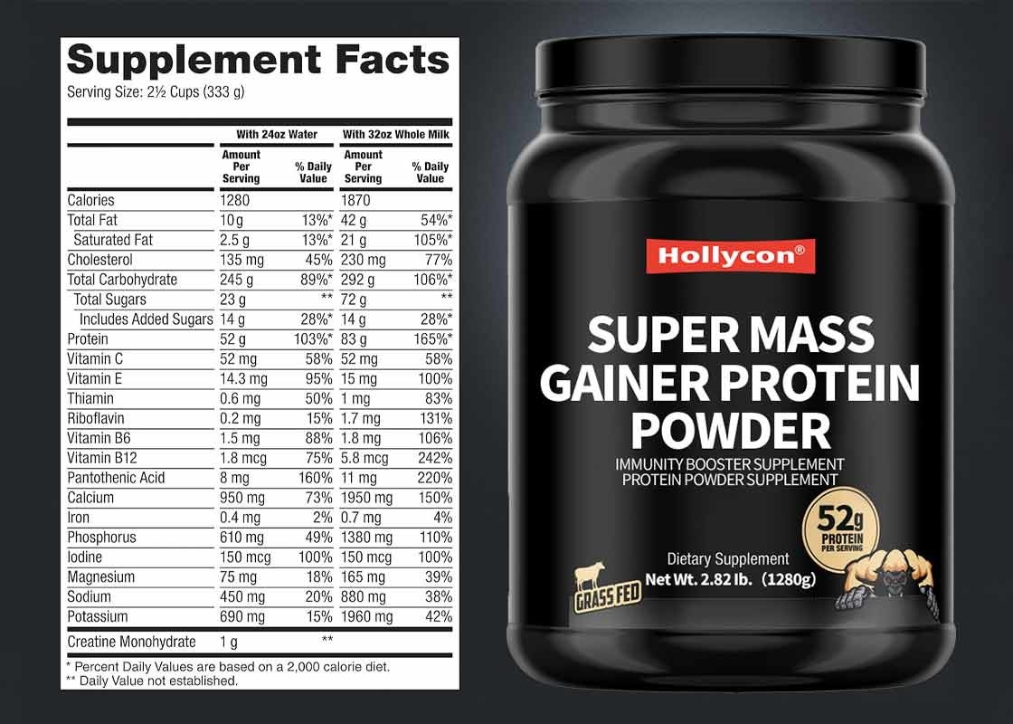 Super Mass Gainer Protein Powder สําหรับการสนับสนุนกล้ามเนื้อ โปรตีน Powder อาหารเสริมเสริมภูมิคุ้มกัน