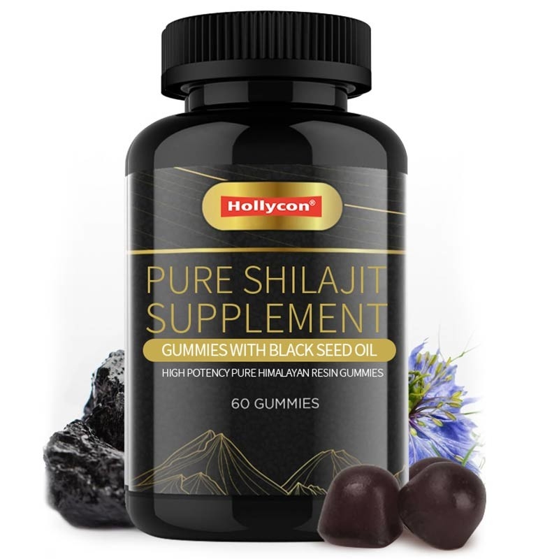 กัมมี่เสริม Shilajit สะอาดที่มีน้ํามันเมล็ดสีดํา ความแข็งแรงสูง กัมมี่ยาง Himalayan สะอาด