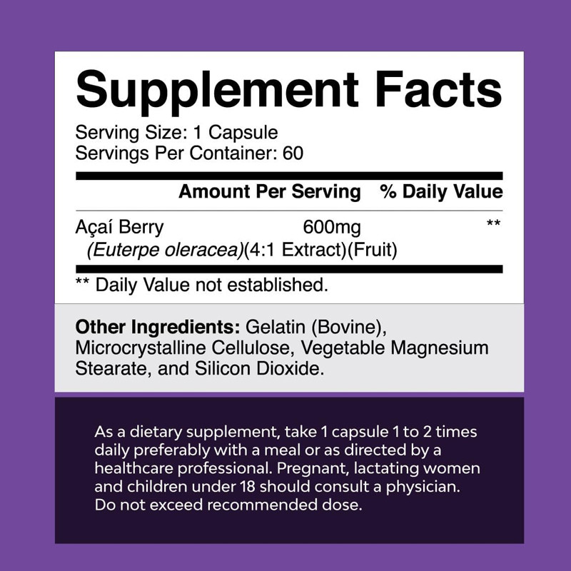 OEM วิตามิน แร่ธาตุ สูตรสารต้านมะเร็ง Acai Berry Antioxidant สนับสนุนการลดน้ําหนัก อาหารเสริมสําหรับผู้หญิงและผู้ชาย
