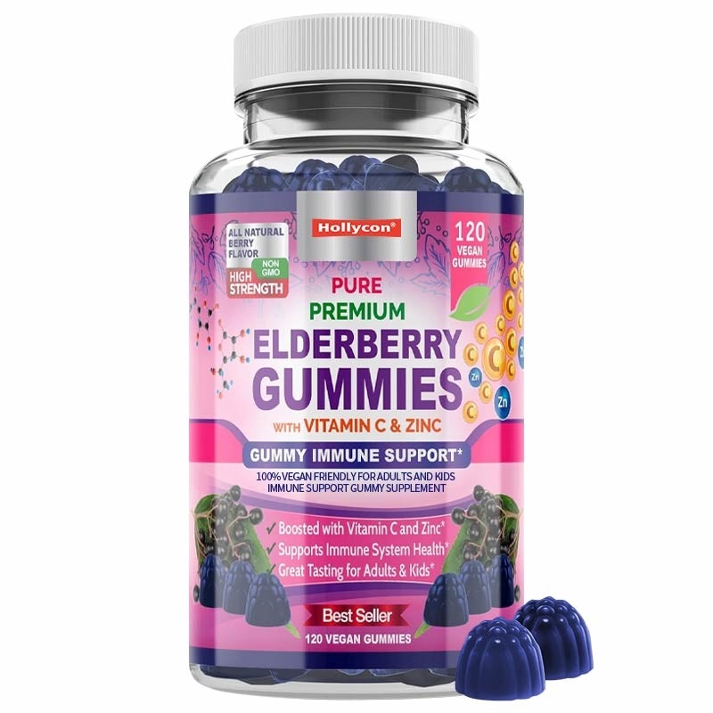 ยี่ห้อส่วนตัว ยี่ห้อยี่ห้อ Elderberry ที่มีวิตามิน C และซิงค์ ผู้ใหญ่และเด็ก ยี่ห้อยี่ห้อที่สนับสนุนภูมิคุ้มกัน