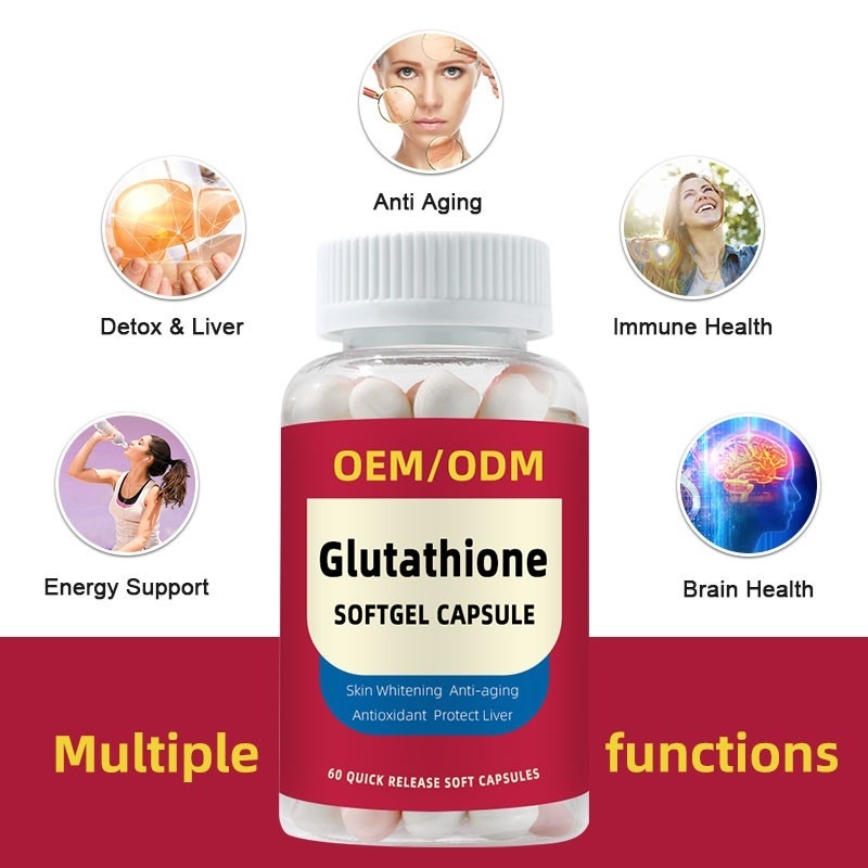 OEM เบลล์ส่วนตัว วิตามินซี 1500mg แท็บเล็ต L-Glutathione สําหรับผิวขาว Softgel