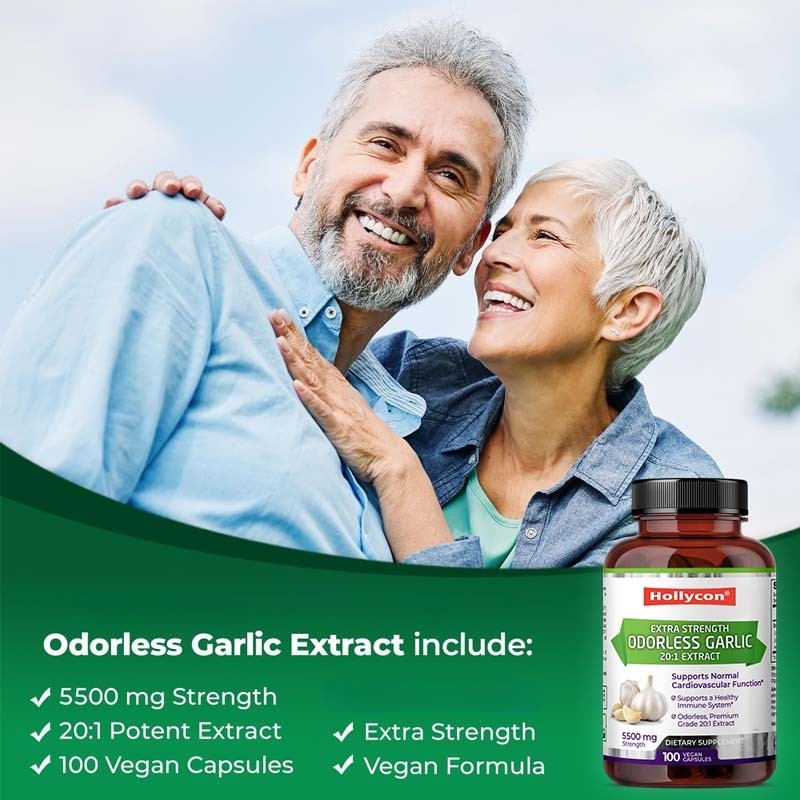 สนับสนุน OEM สารสกัดจากกระเทียมออร์แกนิคที่ไม่มีกลิ่น Antioxidant สําหรับกระเทียมผู้ใหญ่ แคปซูล vegan