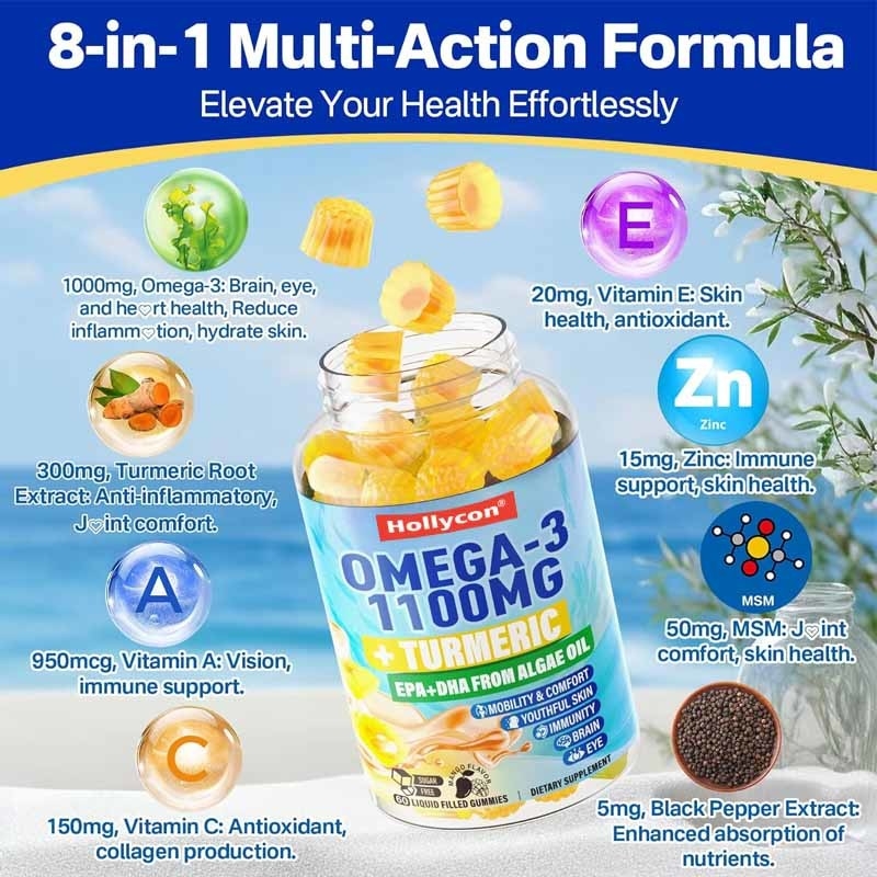 การสนับสนุน OEM DHA วิตามิน A C E ซิงค์ หอมสําหรับผู้ใหญ่ โอเมก้า-3 ยําเหลว