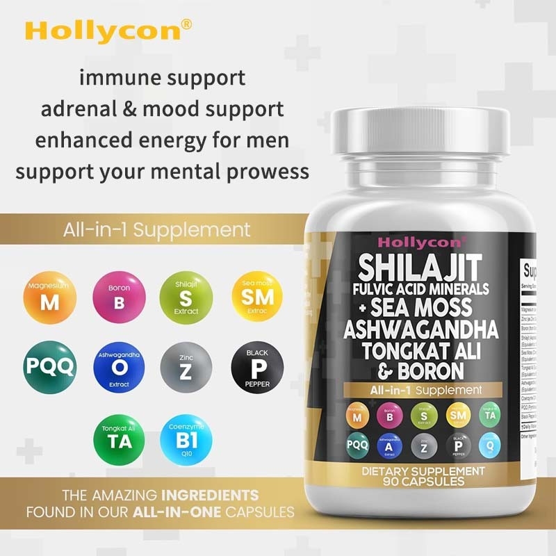 OEM Ashwagandha Tongkat Ali Boron แม็กนีเซียมสําหรับผู้ชาย Fulvic Acid Shilajit แคปซูล