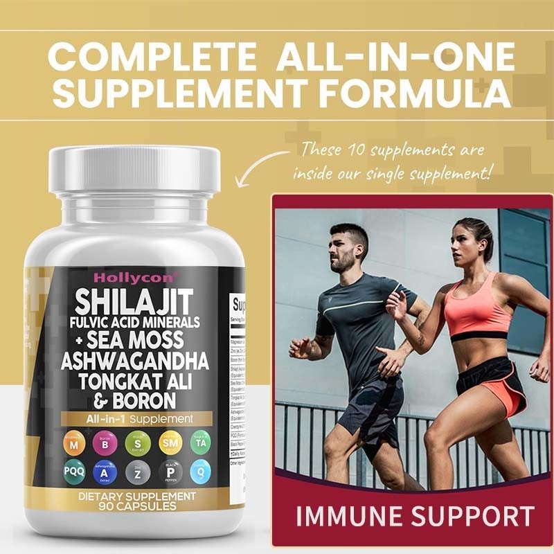 OEM Ashwagandha Tongkat Ali Boron แม็กนีเซียมสําหรับผู้ชาย Fulvic Acid Shilajit แคปซูล