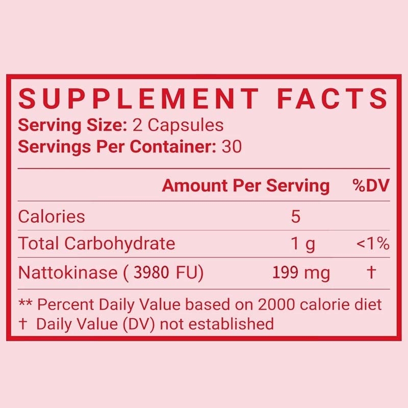OEM Organic 4000 FU ต่อบริการ การสนับสนุนสุขภาพหัวใจสําหรับผู้ใหญ่ Nattokinase Capsules