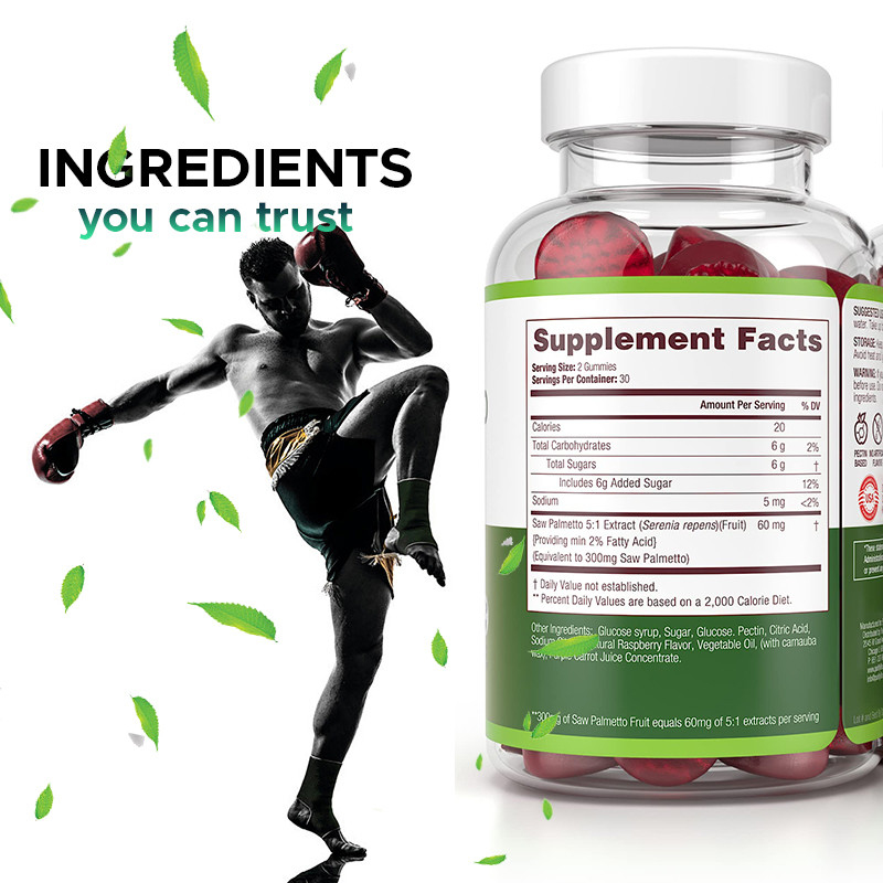 Saw Palmetto Gummies สําหรับผู้ชายและผู้หญิง การสมดุลฮอร์โมน Saw Palmetto อาหารเสริม