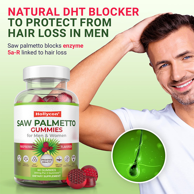 Saw Palmetto Gummies สําหรับผู้ชายและผู้หญิง การสมดุลฮอร์โมน Saw Palmetto อาหารเสริม