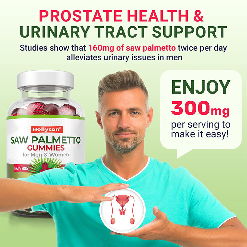 Saw Palmetto Gummies สําหรับผู้ชายและผู้หญิง การสมดุลฮอร์โมน Saw Palmetto อาหารเสริม