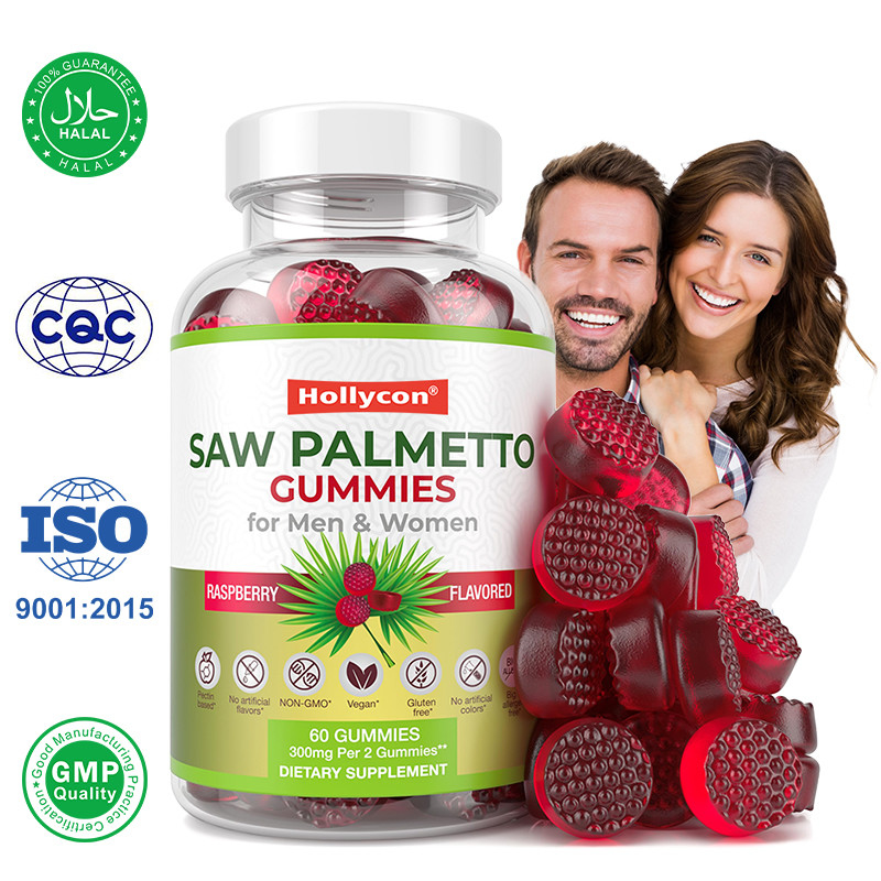 Saw Palmetto Gummies สําหรับผู้ชายและผู้หญิง การสมดุลฮอร์โมน Saw Palmetto อาหารเสริม