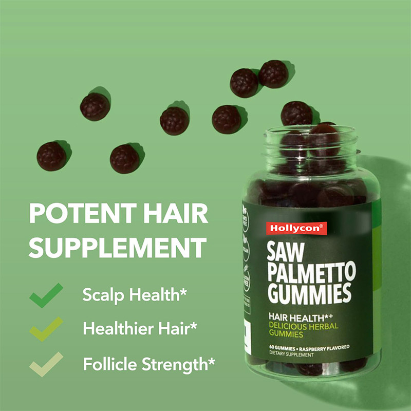 Saw Palmetto Gummies สําหรับสุขภาพผิวหนัง 75mg สารสกัด Saw Palmetto สําหรับการสนับสนุนผม