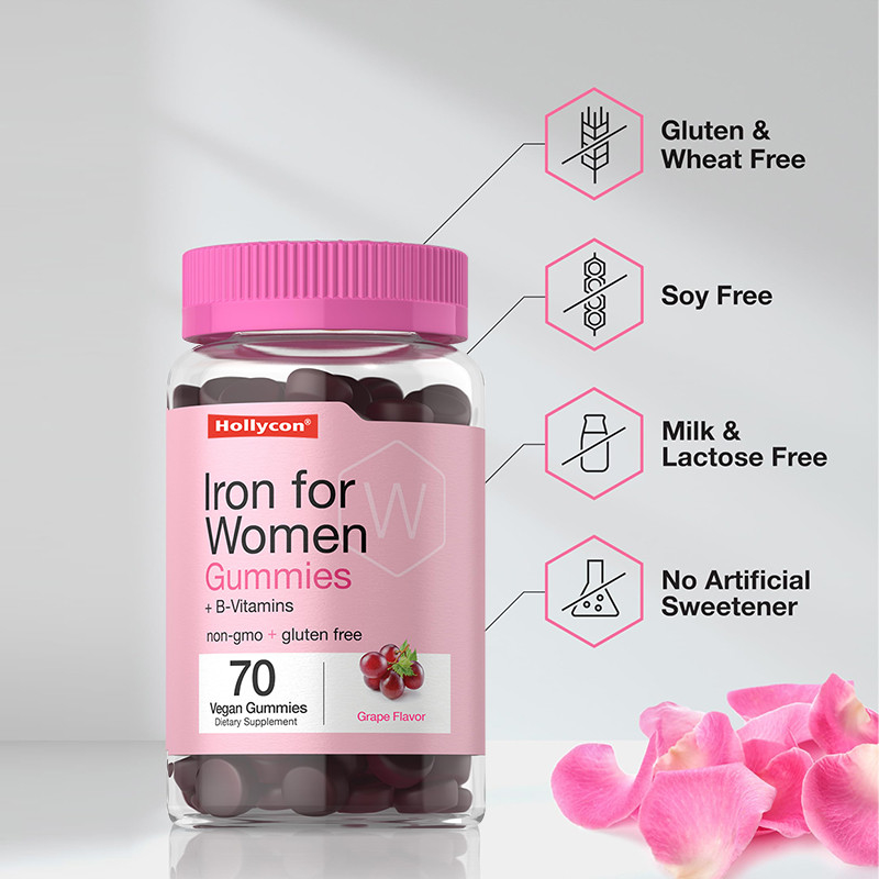 ธ อร์น กัมมี่ สําหรับผู้หญิง 250mcg โฟลิกแอซิด 18mg ธ อร์น สําหรับการผลิตเซลล์เลือดแดง