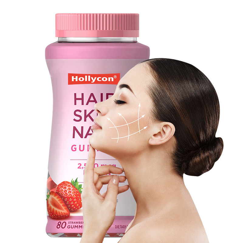 ผิวหนังผมและเล็บ ยางยางยางสําหรับการเติบโตของผม 2500mcg Biotin ยางยางยางสําหรับผู้หญิง