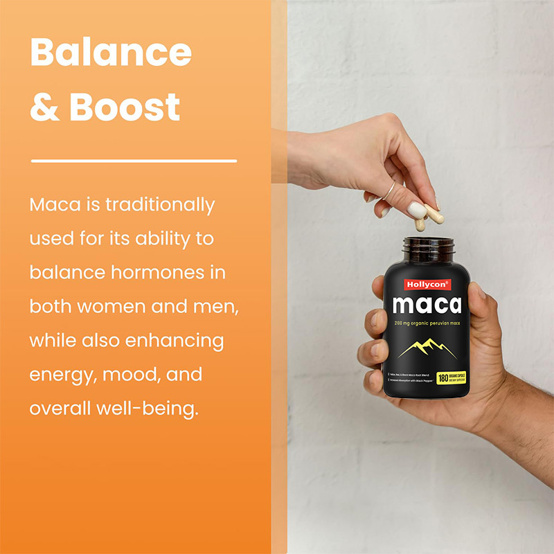 แคปซูล Maca Root สําหรับผู้ชาย 2100mg สารผสมราก Maca อินทรีย์ สําหรับการสนับสนุนอารมณ์