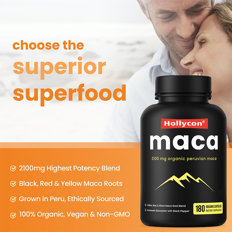 แคปซูล Maca Root สําหรับผู้ชาย 2100mg สารผสมราก Maca อินทรีย์ สําหรับการสนับสนุนอารมณ์