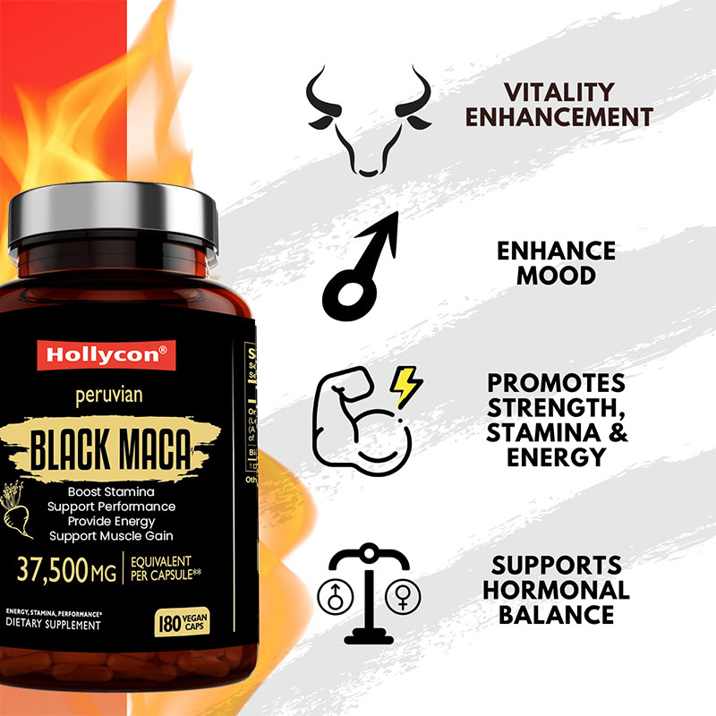 แคปซูล Maca Root เพื่อเพิ่มความทนทาน 750mg สีดํา Maca Extract เพื่อให้พลังงาน