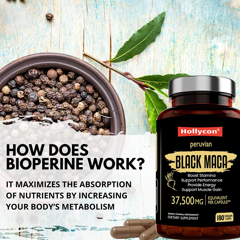 แคปซูล Maca Root เพื่อเพิ่มความทนทาน 750mg สีดํา Maca Extract เพื่อให้พลังงาน
