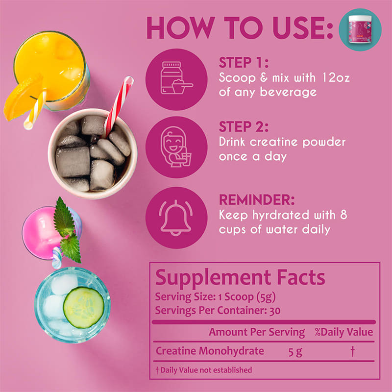 Creatine Powder For Women Creatine Monohydrate Powder For Booty Gain ขนาดของครีตินในผงสําหรับผู้หญิง