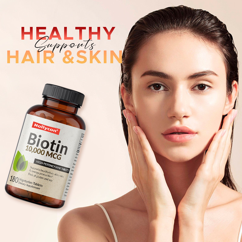 OEM บิโอติน แคปซูลสําหรับการเจริญเติบโตของผม 10,000mcg บิโอตินสําหรับผิวและเล็บที่แข็งแรง