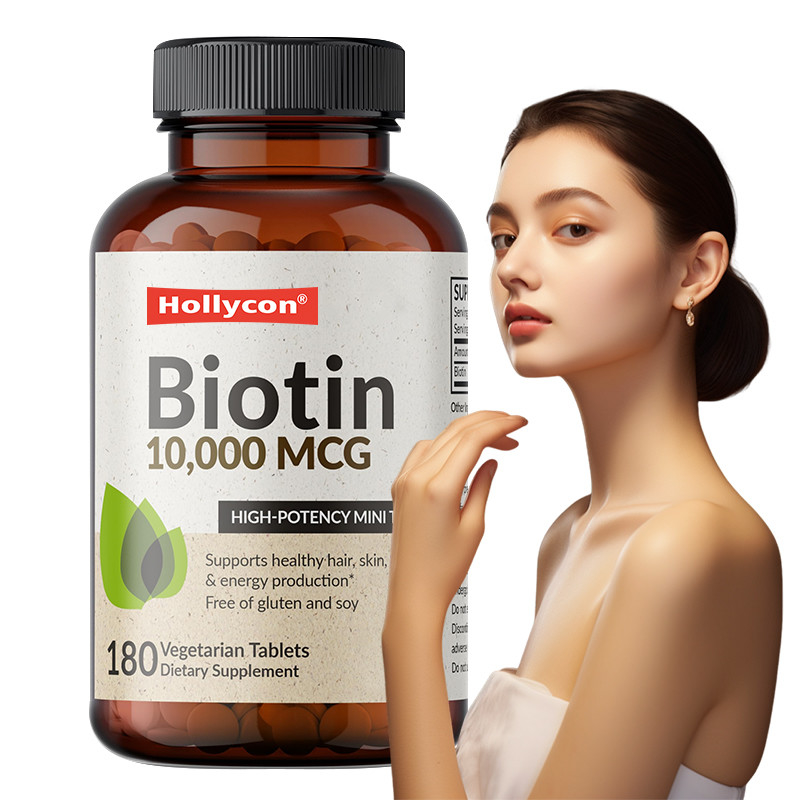 OEM บิโอติน แคปซูลสําหรับการเจริญเติบโตของผม 10,000mcg บิโอตินสําหรับผิวและเล็บที่แข็งแรง