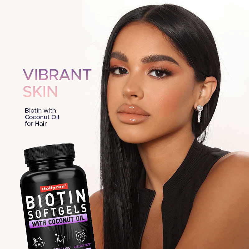 OEM Biotin Softgels สําหรับเล็บแข็งแรง Biotin With Coconut Oil สําหรับผม Biotin Softgels