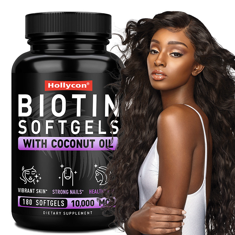 OEM Biotin Softgels สําหรับเล็บแข็งแรง Biotin With Coconut Oil สําหรับผม Biotin Softgels