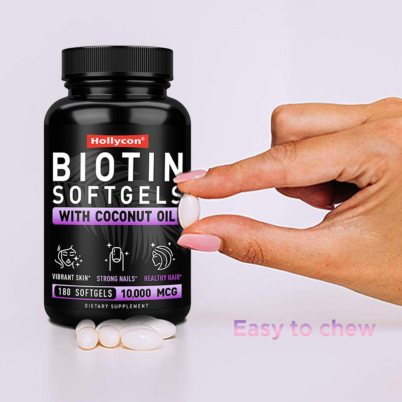 OEM Biotin Softgels สําหรับเล็บแข็งแรง Biotin With Coconut Oil สําหรับผม Biotin Softgels