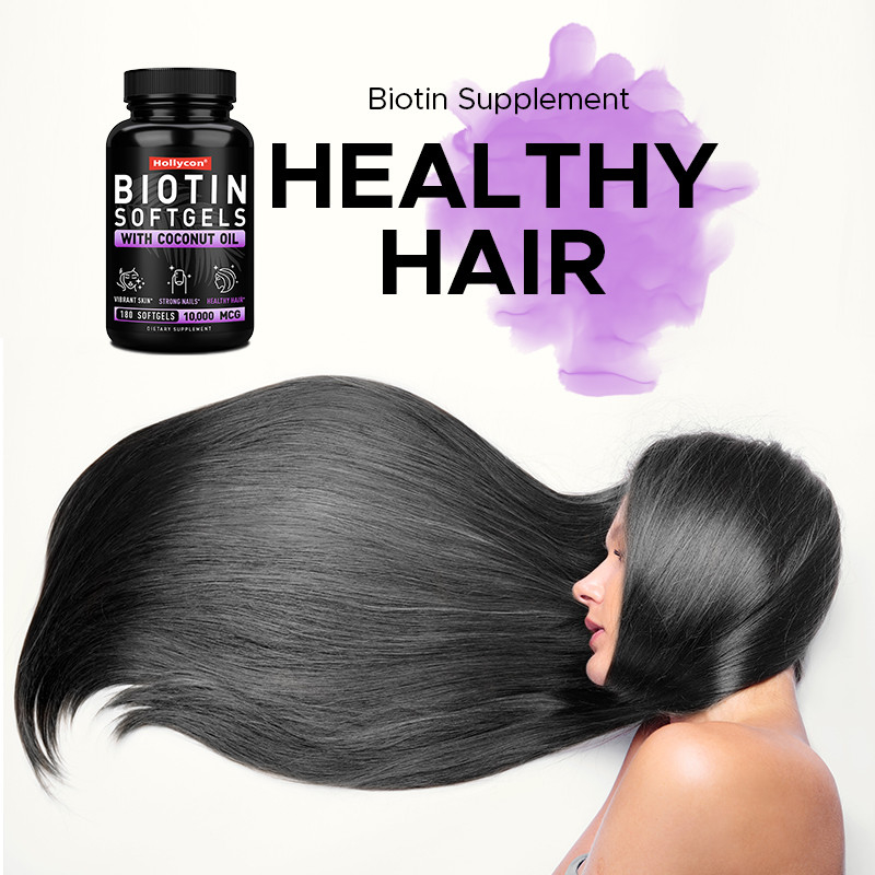 OEM Biotin Softgels สําหรับเล็บแข็งแรง Biotin With Coconut Oil สําหรับผม Biotin Softgels